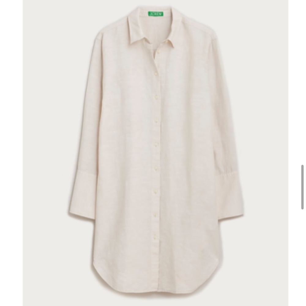 NWT J. Crew Relaxed Fit Beach Shirt in Linen Cotton Blend